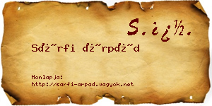 Sárfi Árpád névjegykártya