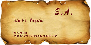 Sárfi Árpád névjegykártya